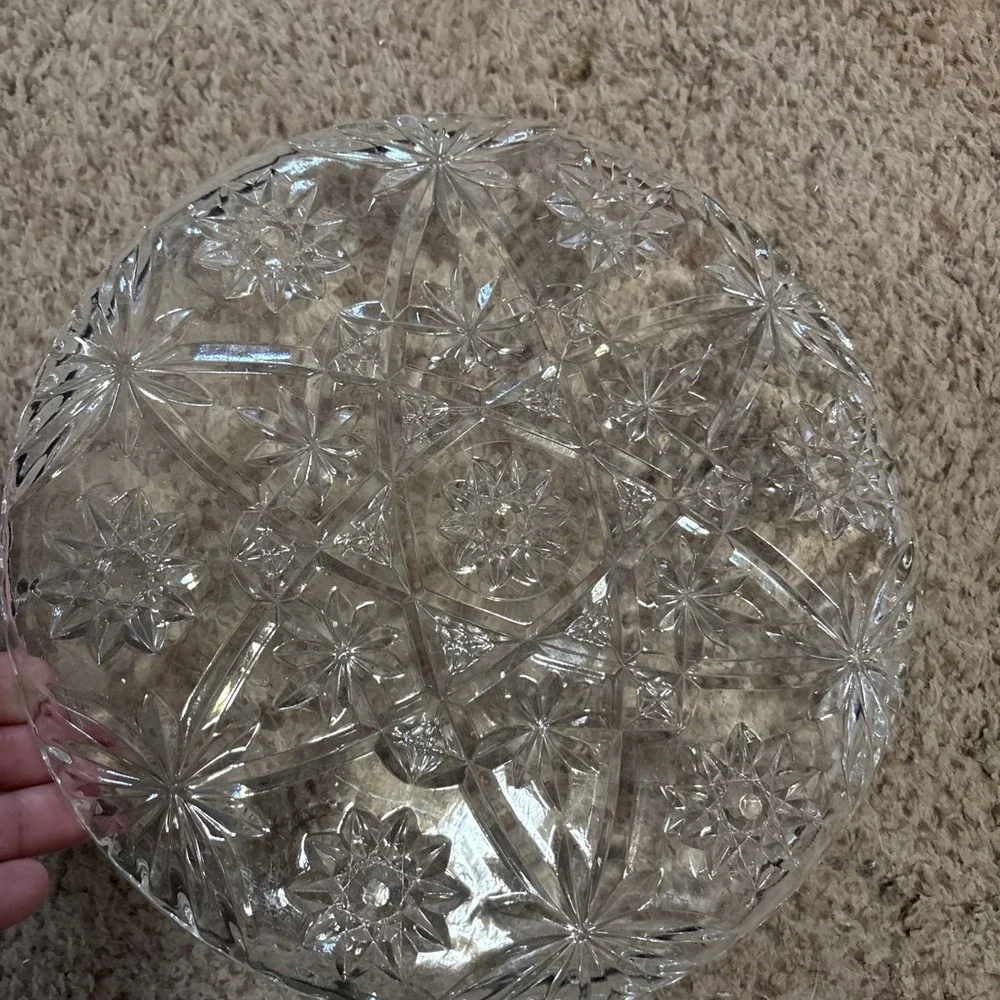 Vintage Anchor Hocking EAPC Glass Platter 11 Inch Round-Star of David